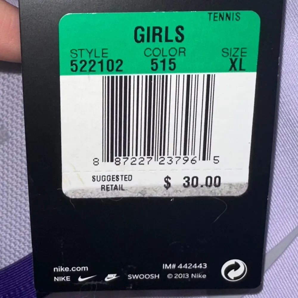 NWT Nike Girls Tennis Dri-Fit Lavender Purple Athletic Tank Top Size XL